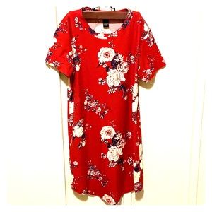 Short sleeve floral maroon dress size Large